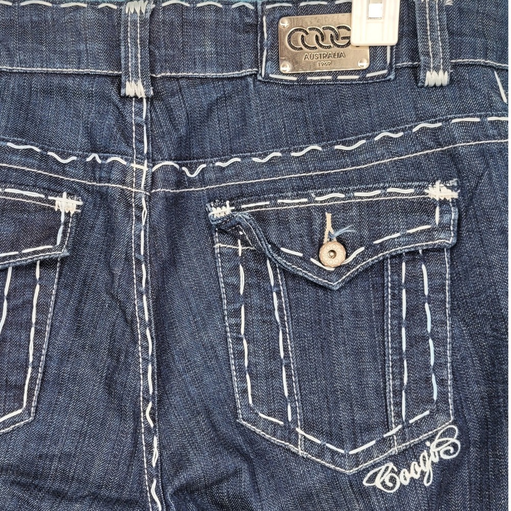 Coogi Jeans Women Size 32 Y2K Hip Hop Contrast Stitch Denim Pants Indigo Blue